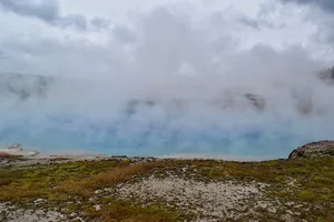 Steam rising from Grand Prismatic Spring