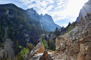 Sun rays over mountain