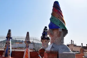 Gaudi spires on a rooftop