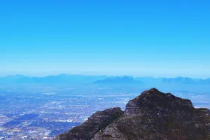 View of Cape Town and distant mountains from Table Mountain