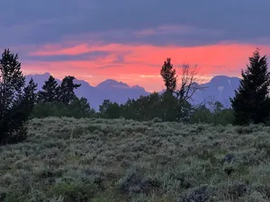 Pink sunset over the Tetons