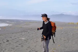 Woman on a hazy beach