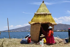 Thatched hut on Lake Titicaca