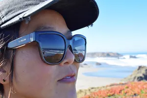 Ocean waves reflected in sunglasses