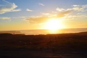 Bright orange sunset over the ocean