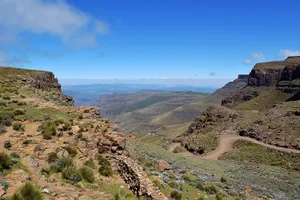 View of green valley toward South Africa from Lesotho