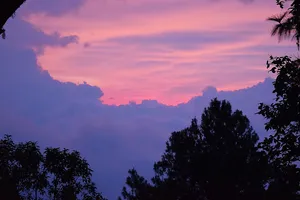 Pink and purple clouds at sunset